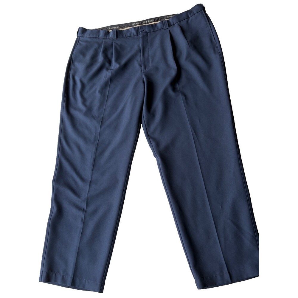 DXL Oak Hill Men's Navy Blue Pants/ Slacks Pleated W50 L32 Adjustable Waist
